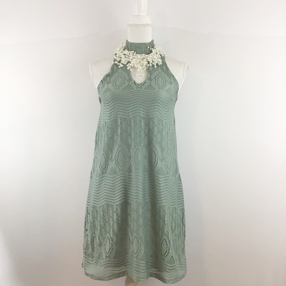 **2 FOR $20** CITY STUDIO LACE HALTER DRESS - Picture 2 of 9